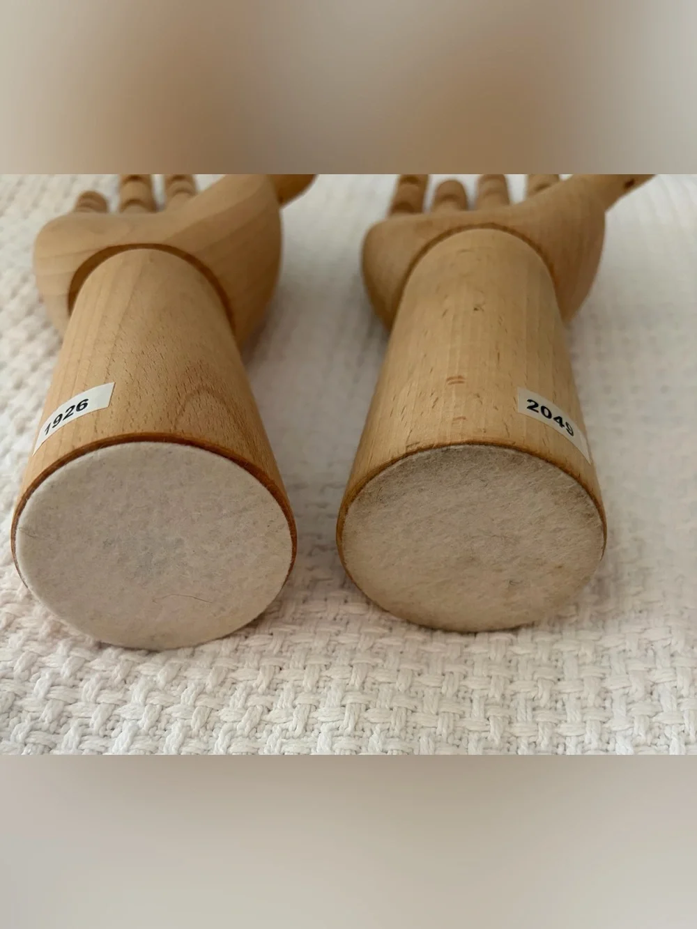 Set of 2 Wooden Articulated IKEA Hand Display - Natural Wood HANDSKALAD